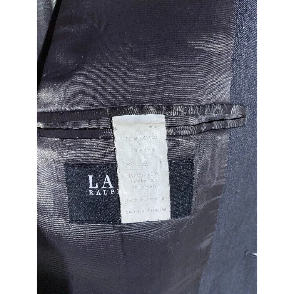 Lauren Ralph Lauren Blazer Mens 40L Gray Slim Black Label Wool Sport Coat Jacket